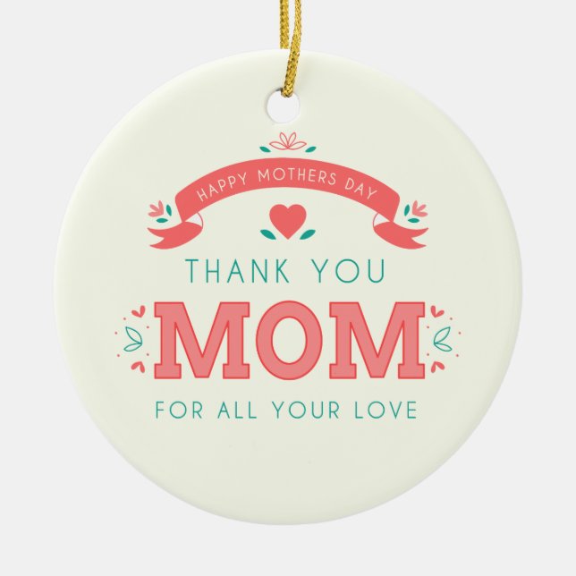 Simple Thank You Mom Mother's Day | Ornament (Front)