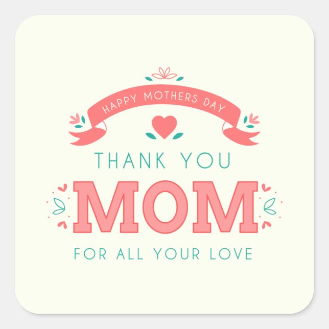 Simple Thank You Mom Mother's Day | Sticker (Front)