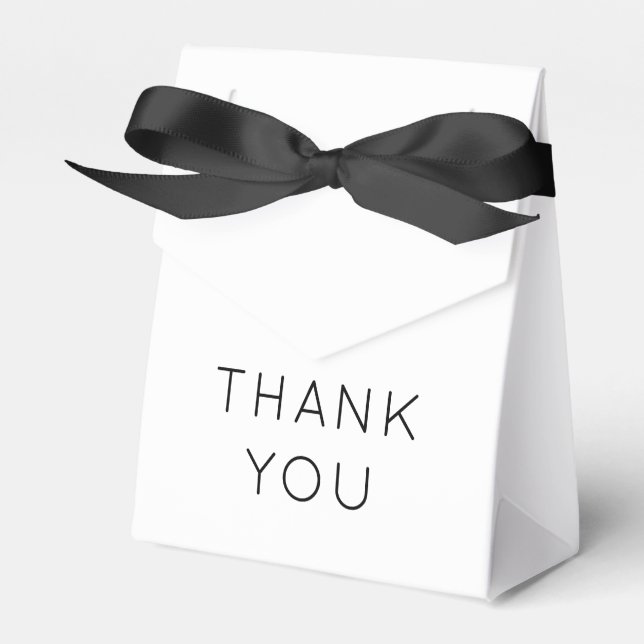 Simple Thank You Names Date Black White Wedding Favor Boxes (Front Side)