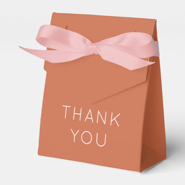Simple Thank You Names Date Terracotta Wedding Favor Boxes (Front Side)