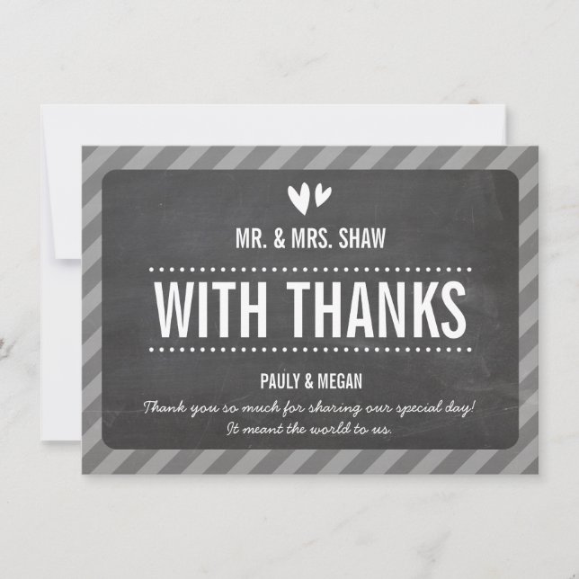 SIMPLE THANK YOU NOTE plain type white chalkboard (Front)