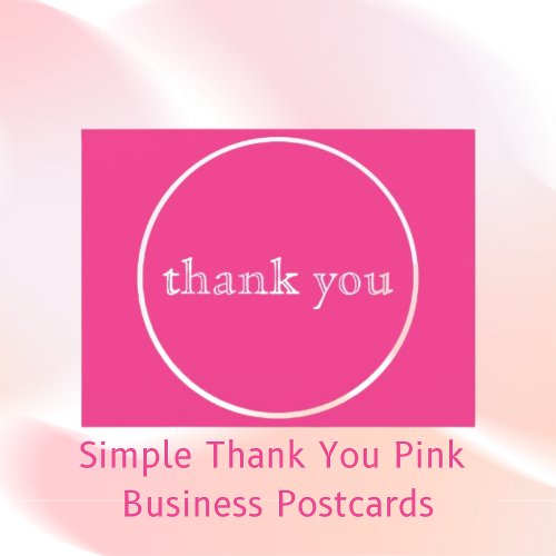 Simple Thank You Pink Business  Postcard