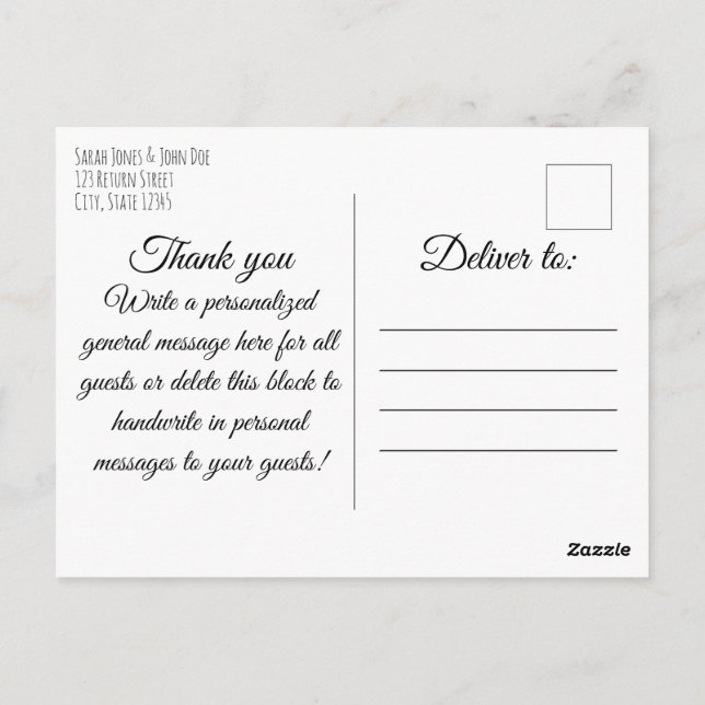 Simple Thank You Postcard Map (Back)