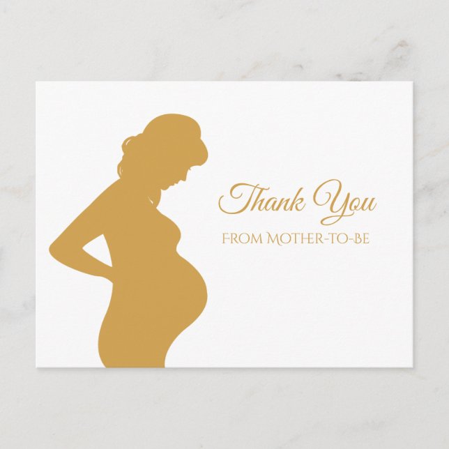 Simple Thank You Pregnant Woman Elegant Baby Bump Postcard (Front)
