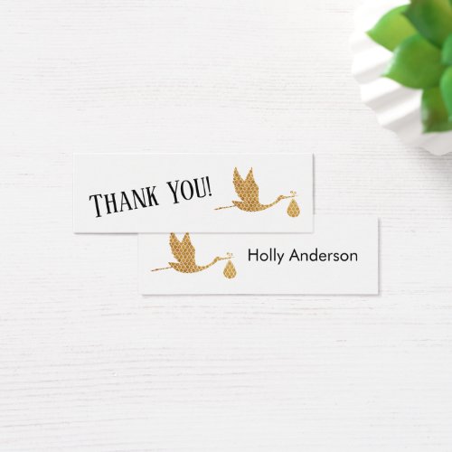 Simple Thank You Preppy Gold Stork Insert Cards