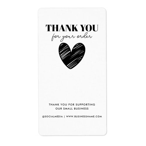 Simple Thank You Purchase Order Heart Business Label