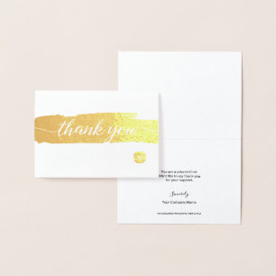 Simple Thank you Script brush stroke custom logo Foil Card