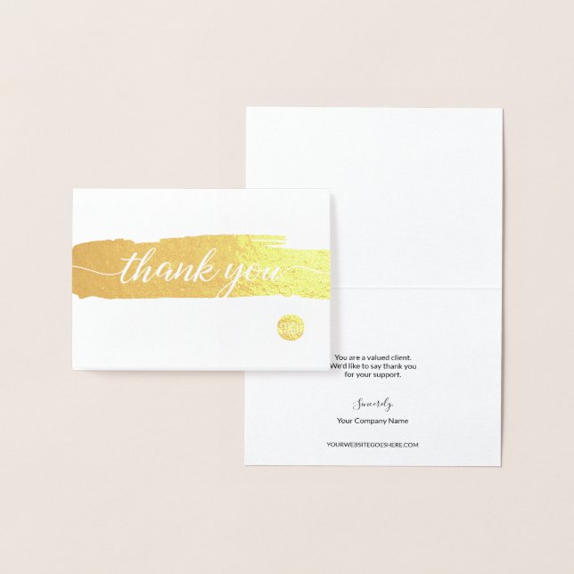 Simple Thank you Script brush stroke custom logo Foil Card (Display)