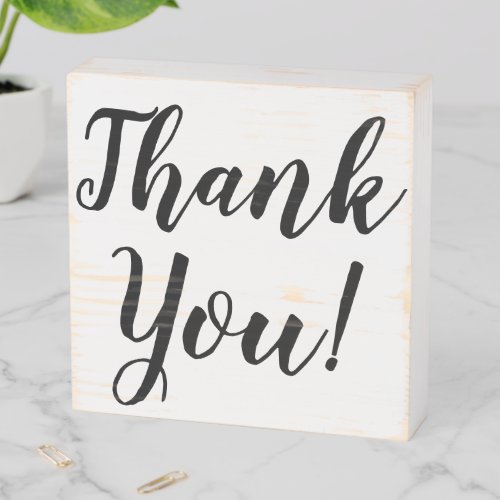Simple Thank You Script Typography Wooden Box Sign