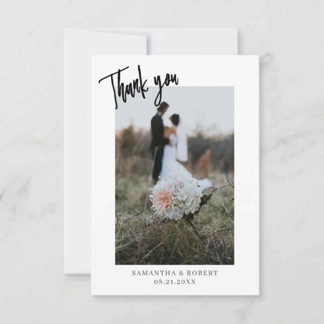 Simple Thank You Script Wedding Cards (Front)