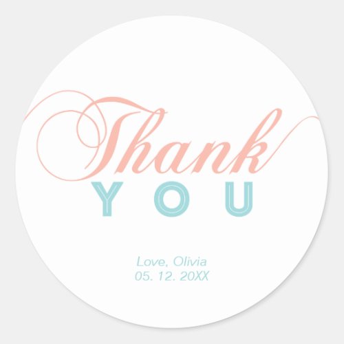 Simple Thank you Sticker for Shower  Party Favor
