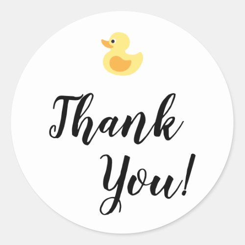 Simple Thank You Typography with Rubber Duck Classic Round Sticker