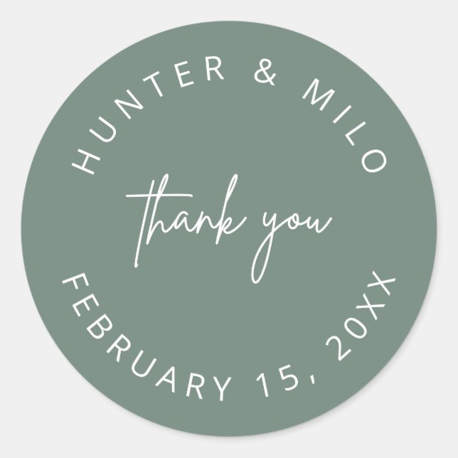 Simple Thank You Wedding Favor Labels Sticker (Front)