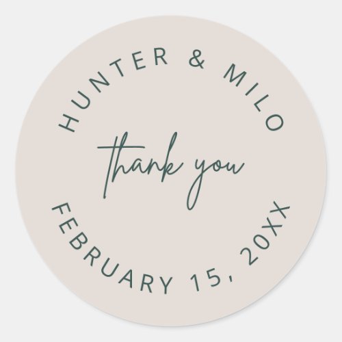 Simple Thank You Wedding Favor Labels Sticker