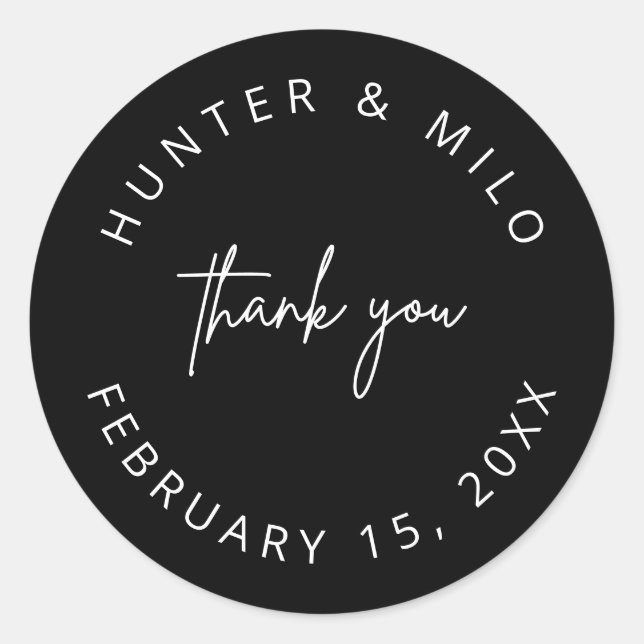 Simple Thank You Wedding Favor Labels Sticker (Front)