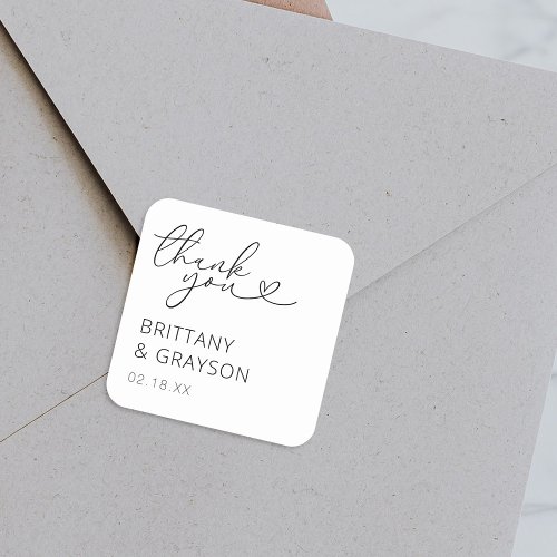 Simple Thank You Wedding Square Sticker