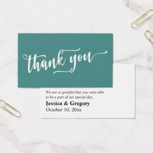 Simple Thank You White Script on Teal Favor Tag