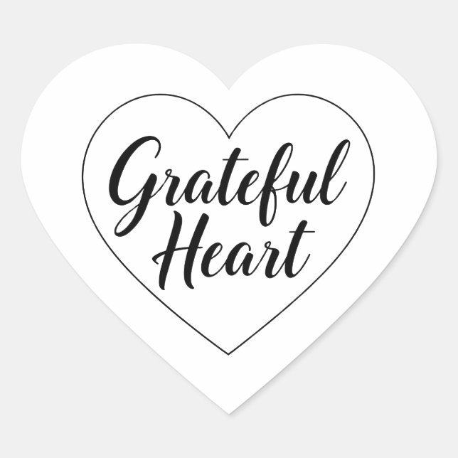 Simple Thankful Heart Line Drawing Sticker (Front)