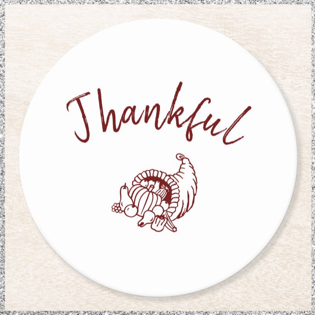 Simple Thankkful Cornucopia Paper Coasters - White (Creator Uploaded)