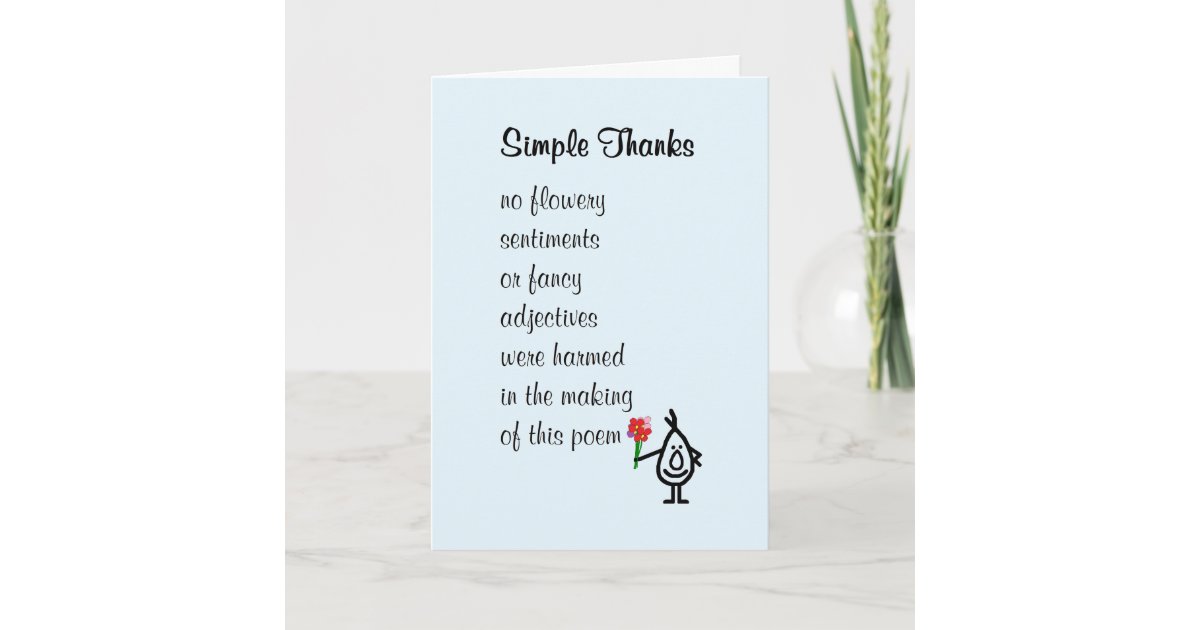 Betere Simple Thanks - a funny thank you poem | Zazzle.com YJ-45