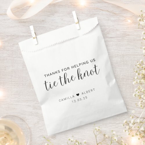 Simple Thanks for helping us tie the knot Wedding Favor Bag