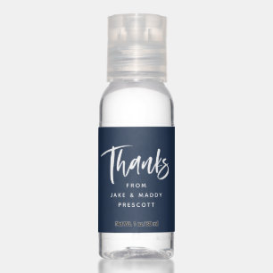 Simple thanks personalized navy blue hand sanitizer