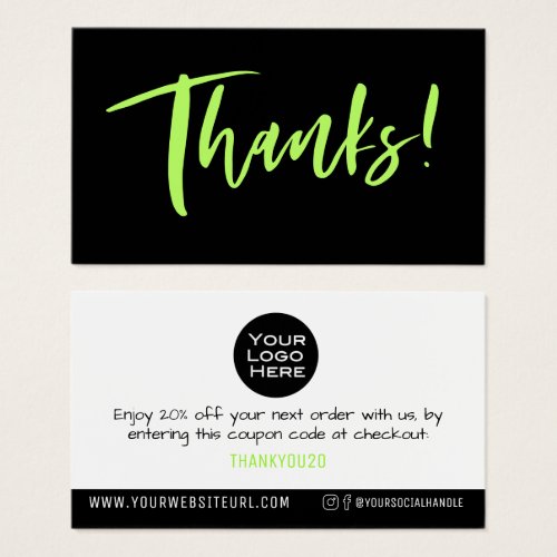 Simple Thanks Your Logo Customer Discount Insert 