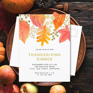 Simple Thanksgiving Dinner Invitation Postcard
