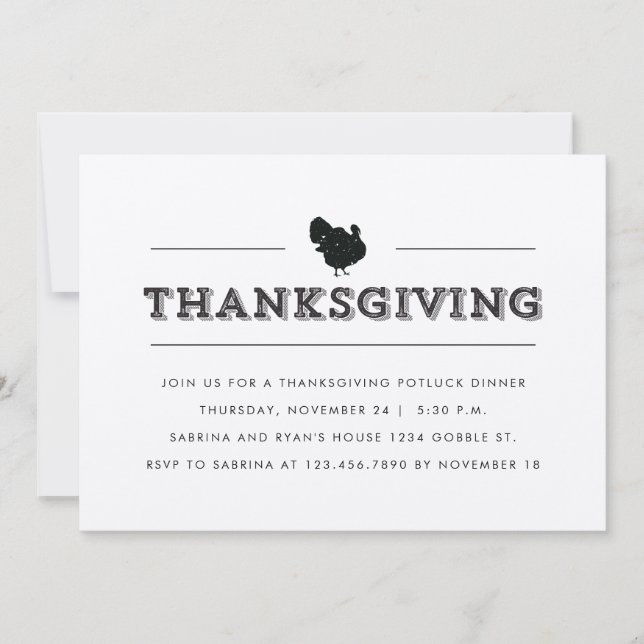 Simple Thanksgiving Dinner Party Invitation (Front)