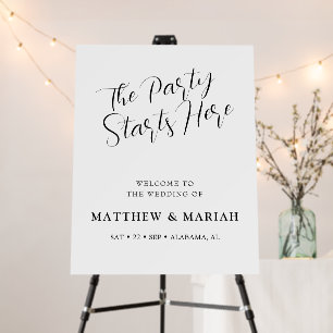 Simple The Party Starts Here Rehearsal Dinner Foam Board