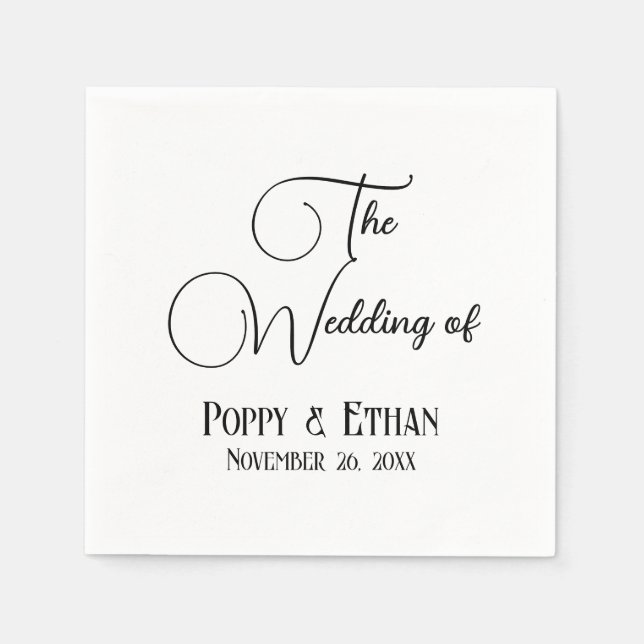 Simple The Wedding of Marriage Reception Napkins (Front)