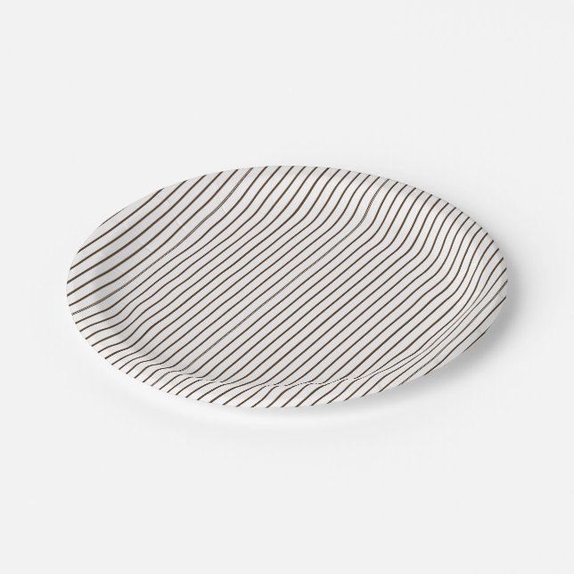 Simple Thin Brown Pinstripe Paper Plates (Angled)