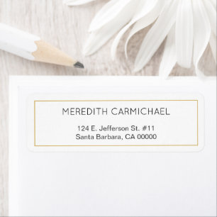 Simple Thin Gold Border on White Return Address Label