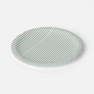 Simple Thin Green Pinstripe Paper Plates