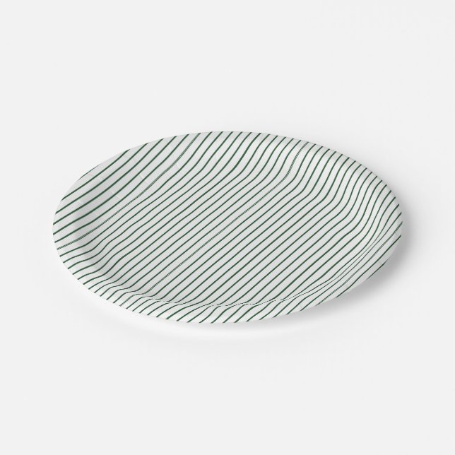 Simple Thin Green Pinstripe Paper Plates (Angled)