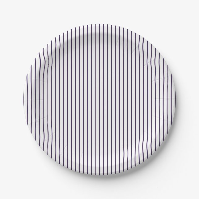 Simple Thin Purple Pinstripe Paper Plates (Front)