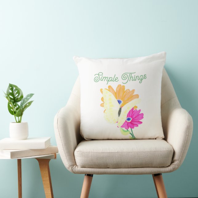'Simple Things' Flowers and Butterflies Throw Pillow (Chair)
