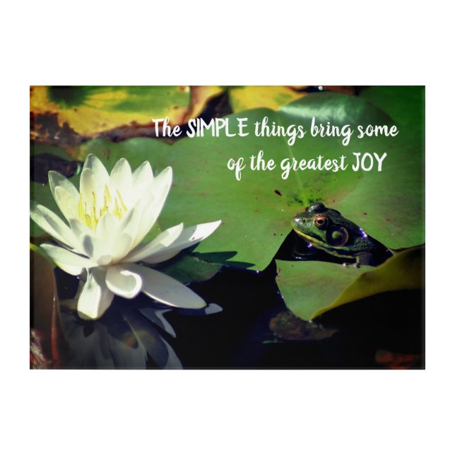 Simple Things Frog Inspirational Quote  Acrylic Print (Front)