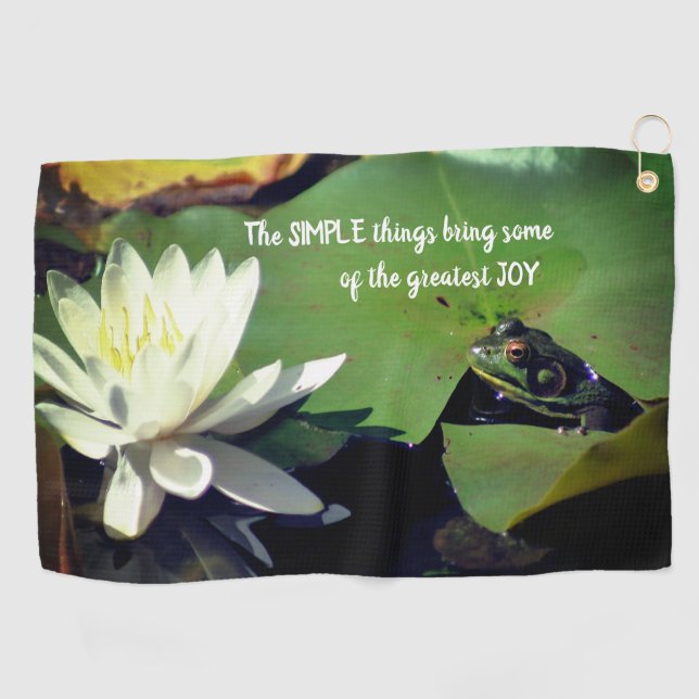 Simple Things Frog Inspirational Quote  Golf Towel (Horizontal)
