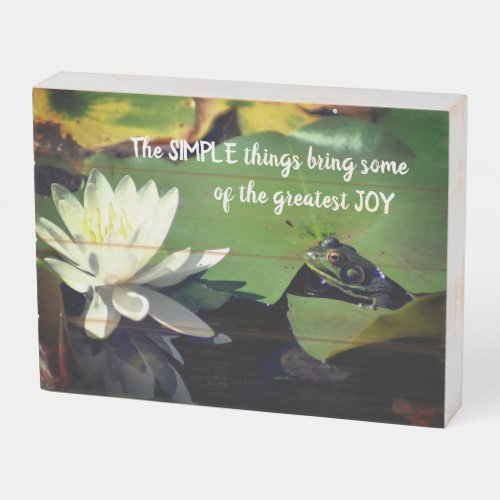 Simple Things Frog Inspirational Quote  Wooden Box Sign