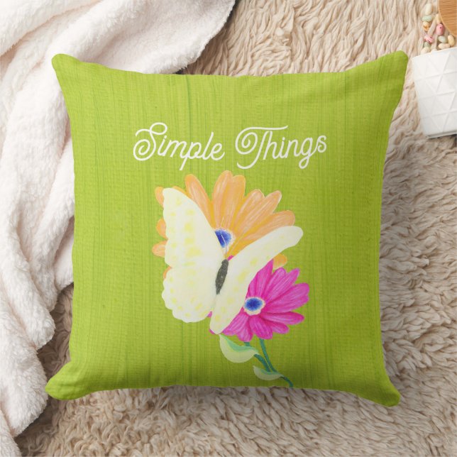 'Simple Things' Garden Butterflies Throw Pillow (Blanket)
