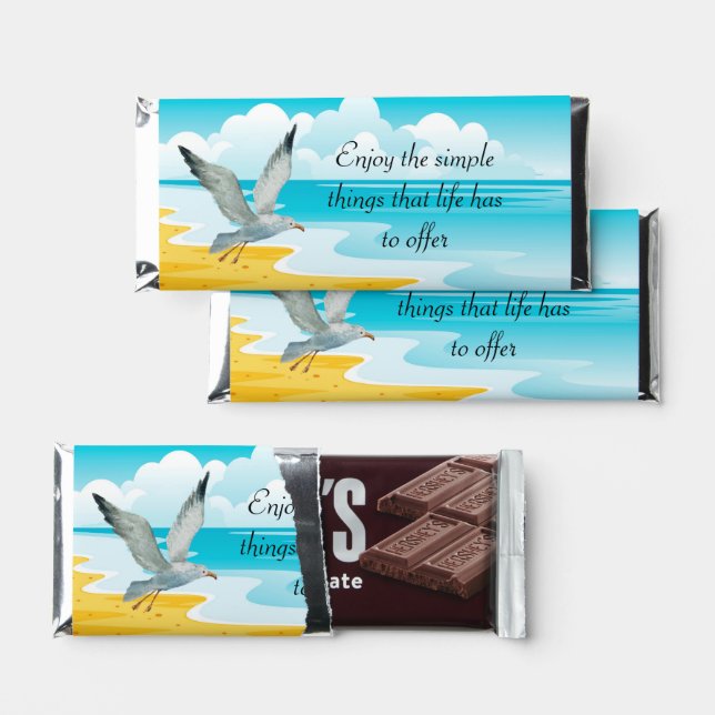simple things inspirational beach seagull  hershey bar favors (Front)