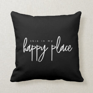 Simple This is my Happy Place Modern Typography Throw Pillow