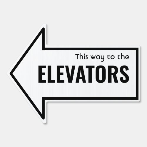 Simple THIS WAY TO ELEVATORS Custom Black White Sign