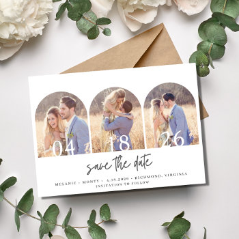 Simple Three Arch Photo Wedding Save The Date by stylelily at Zazzle