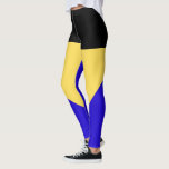 [ Thumbnail: Simple Three-Color Black, Yellow & Blue Leggings ]