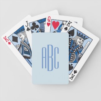 Simple Three Letter Blue Monogram Bicycle Playing Cards