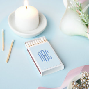 Simple Three Letter Blue Monogram Matchboxes