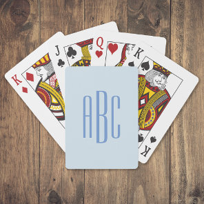 Simple Three Letter Blue Monogram Playing Cards