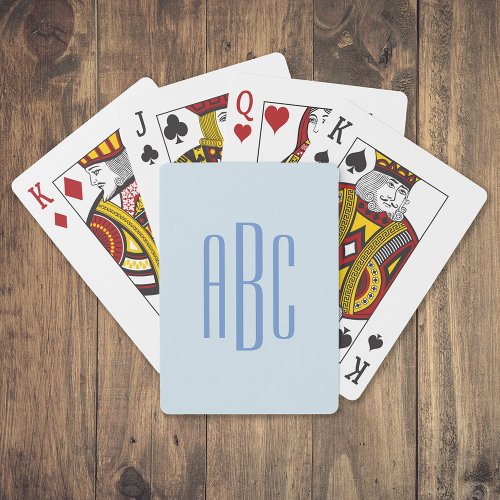 Simple Three Letter Blue Monogram Poker Cards